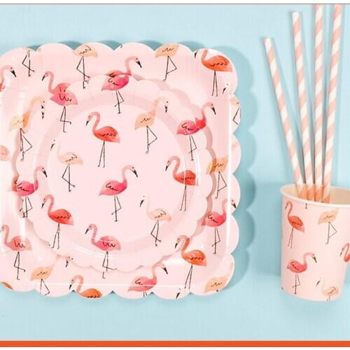Hawaii Party Flamingo Party Flamingo Disposable Tableware Decorations Summer Hawaiian Birthday Party Decor Wedding Supplier ww20