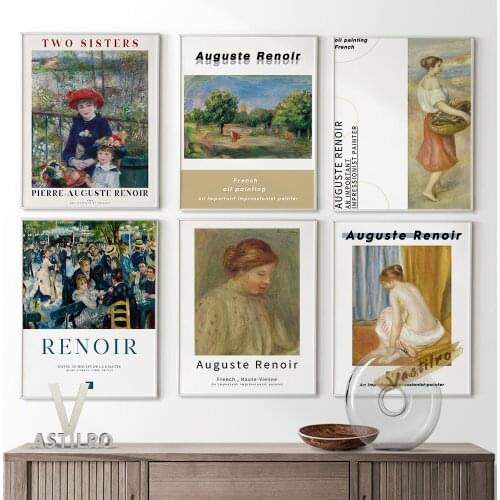 Auguste Renoir Exhibition Museum Canvas Painting Prints Art Retro Poster Wall Decor Picture Modern Home Decorate Wall Stickers