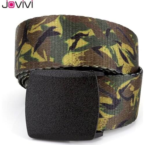 Jovivi High Quality 1pc Mens Military Webbing Hypoallergenic Plastic Buckle Automatic Nylon Belt Have 2 Colors Optional
