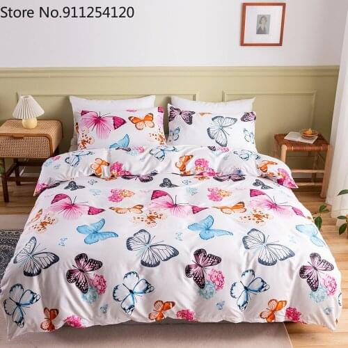 Girl Bedding Sets Butterfly Colorful Quilt Cover Single Double Queen King Size Bed Cover Geometic Dots Print Duvet Cover Set