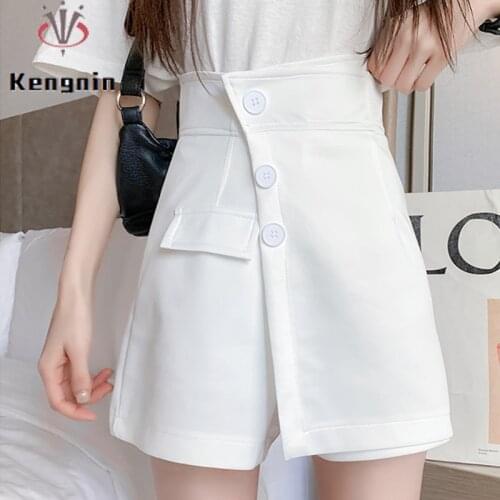 2021 Summer A-Line Suit Women Shorts Skirts Button Designer Ladies Shorts Elegant Cotton Pockets Female Pantsalone KE1578