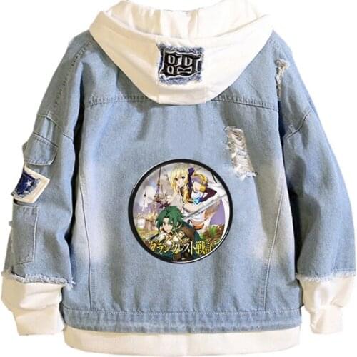 Anime Grancrest Senki Cartoon Cowboy Coat Sweatshirts Jacket Spring Hooded men women Denim Jackets Teenagers Jeans Hoodies