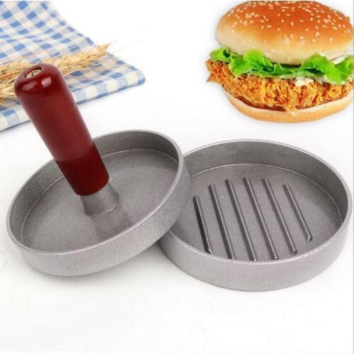 Round Non-stick Hamburger Press Aluminum Alloy + ABS Hamburger Meat Beef Grill Burger Press Patty Maker Mold Kitchen Meat Tools