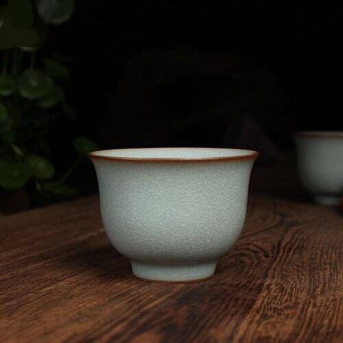 Longquan Celadon Handmade Fish Roe Pattern Master Cup Hundred Pieces Ceramic Ice Crack Tea Cup
