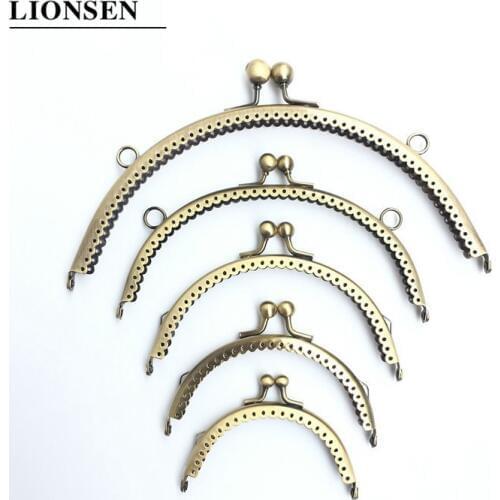 LIONSEN 8.5/10.5/12.5/15/18/20cm DIY Metal semicirc gossly Frame Purse Handle Coin Bags Metal Kiss Clasp Lock Frame Accessories