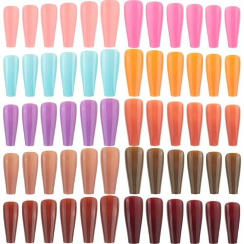 240 Pieces Extra Long Press on Nails Ballerina Coffin False Nails Solid Color Full Cover Fake Nails for DIY Nail Art Salon Women