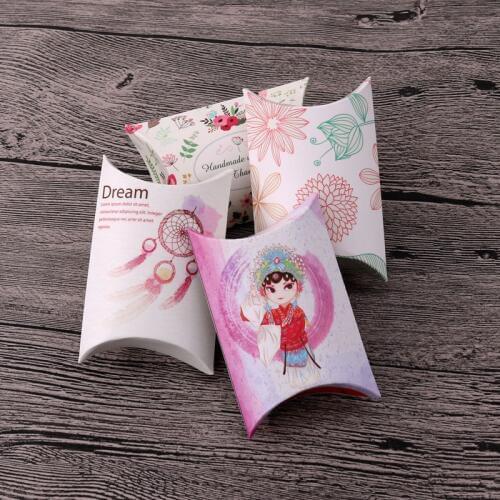 New Fashion Jewelry Candy Display Packing Box 6.5x9x2.5cm 10pcs/lot Multi Colors Pillow Shape White Paper Box For Earrings Beads
