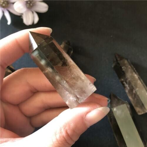 Natural Smokey Quartz Obelisk Crystal Wand Point Healing Free shipping