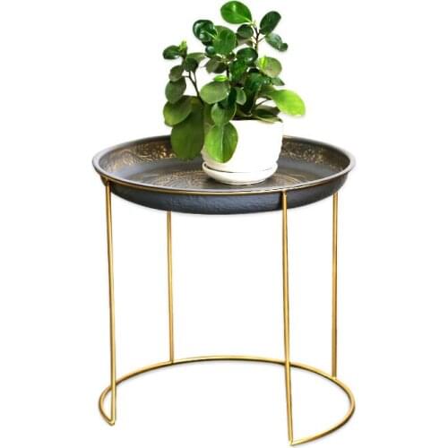 Detachable coffee table simple wrought iron round mini coffee table bedroom pot rack living room small bedside table WF7051014