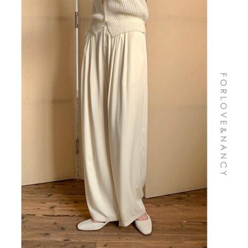 Wide leg pants womens new small versatile, loose, casual, fashionable, spring and summer high waist pants in 2021
