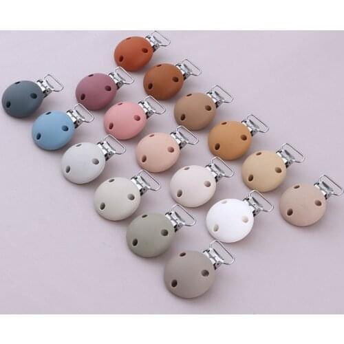 DIY Silicone Round Baby Pacifier Dummy Teether Clips Soother Nursing Toy Accessory Round Holder Clips BPA Free Pacifier Clip
