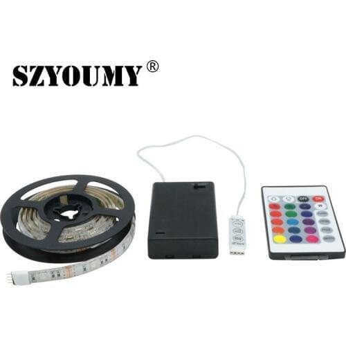 SZYOUMY Battery Powered LED Strip 5050 SMD 50CM 1M 2M Warm White White RGB IP65 Waterproof Flexible LED Strip String Light