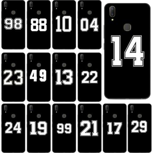 YNDFCNB Black Number Phone Case for vivo Y91C Y11 17 19 53 81 31 91 for Oppo a9 2020