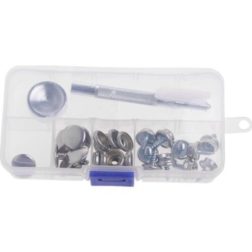 32 Pcs Stainless Steel Boat Marine Canvas Fabric Snap Cover Button Socket Kit Damom
