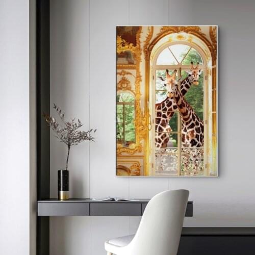 Animal Art Giraffe Canvas Painting Nordic Wall Canvas Art Poster Prints Wall Pictures for Living Room Home Decoration Unframed