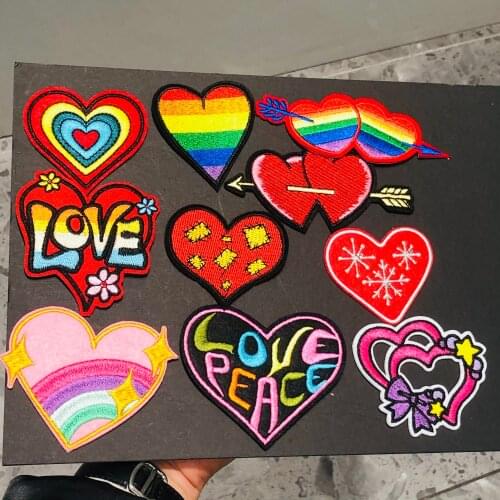 1Pcs Rainbow Love Series Embroidery Sew On Patches Applique Badge Craft Embroidered DIY For Clothes Trousers Clothing Sticker