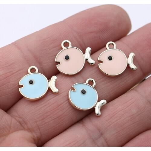 10PCS Enamel Fish Charm Pendant for Jewelry Making Necklace Bracelet Accessories DIY Craft 15x14mm
