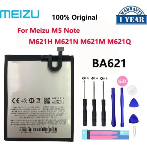 100% Original 4000mAh BA621 Battery For Meizu M5 Note / Note 5 Note5 M621N M621M M621Q M621H Mobile Phone Batteries Bateria