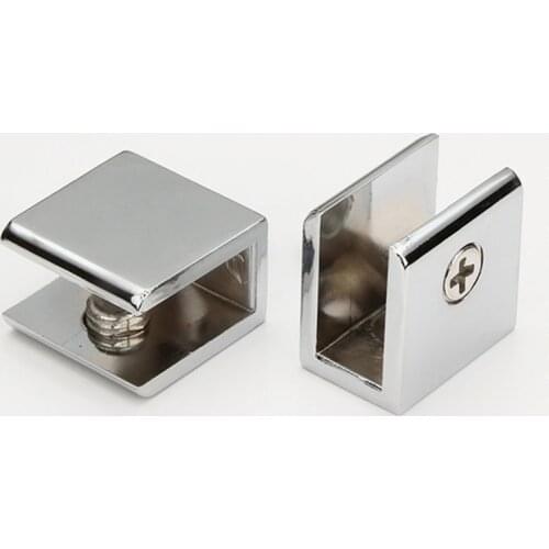 2pcs/lot Square shape chrome finished Zinc Alloy Glass Clamps Shelves Support Bracket Clips For 5 to 12mm glass board