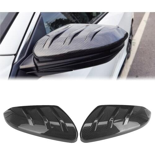 2PCS Black Carbon Fiber Look Add-on Side Door Rear View Mirror Cover Cap For Honda Civic 2016-2020 Car Accessories
