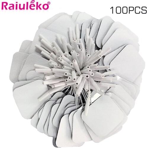 20/50/100 Pcs 5x5cm 2mm Plug Reusable electrodes Tens Electrode Pads For Nerve Muscle Stimulator Digital Physiotherapy Massager