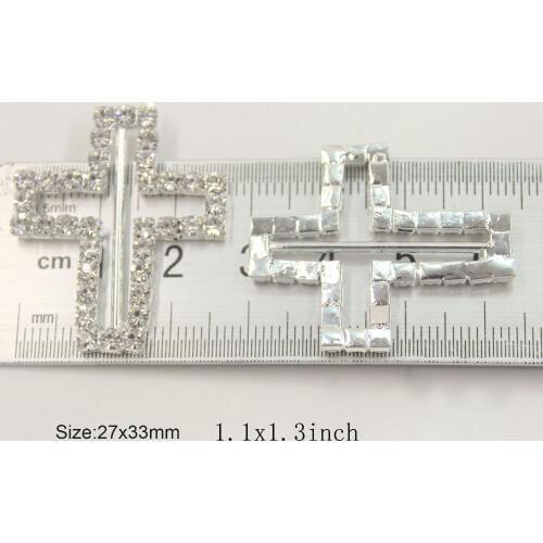 27x33mm Silver Cross shape Buckles DIY Craft rhinestone crown flatback buttons for Wedding Accessories hairs Free Shipping
