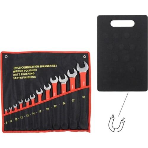 6-32mm Portable Mini Wrench Set + Tool Magnetic Plate Dual-purpose Wrench Spanner Repair Tool Opening and Plum Blossom Head