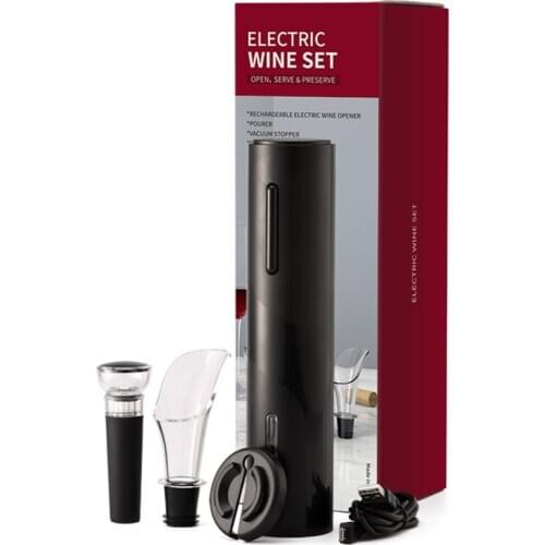 Bar Accessories Battery Electric Automatic Wine Stopper&Pourer Bottle Opener Corkscrew Set with Foil Cutter KLTD-4