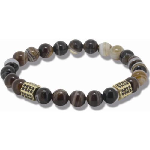 Charms Anil Arjandas Men Bracelet Natural Stone Bracelet with Paved CZ Spacer Fashion Men Beaded Statement Jewelry