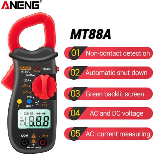 ANENG MT88A Digital Professional Clamp Meter AC Current 6000 Counts True RMS Multimeter DC/AC Voltage Tester Diode NCV Ohm Tests