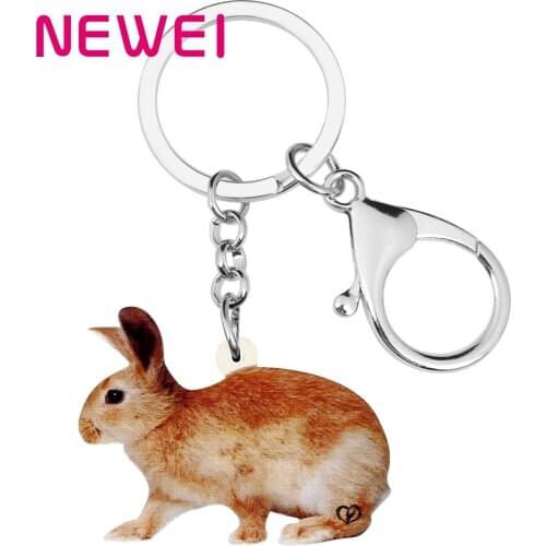 Newei Acrylic Brown Easter Hare Rabbit Bunny Keychains Animal Keyring Jewelry For Women Teens Fashion Gift Bag Car Decoration