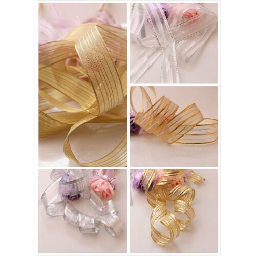 5Yards Silver Gold Glitter Satin Ribbon Party Home Wedding Decoration Gift Wrapping Christmas New Year DIY Craft Material