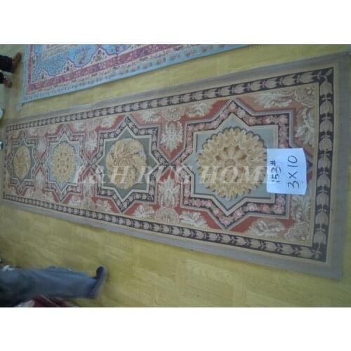 Free shipping 3'x10' Runner Hand Woven Floral Aubusson Rug, Aubusson Runner