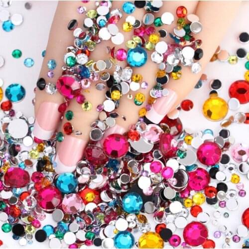 Free Shipping New arrival 2mm ~8 mm Resin Round Rhinestones Flat back Mix COLOR & SIZE