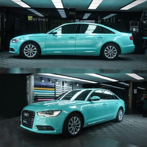 CARBINS FILM Sparkle Vinyl Car Wraps Tiffany Blue Color