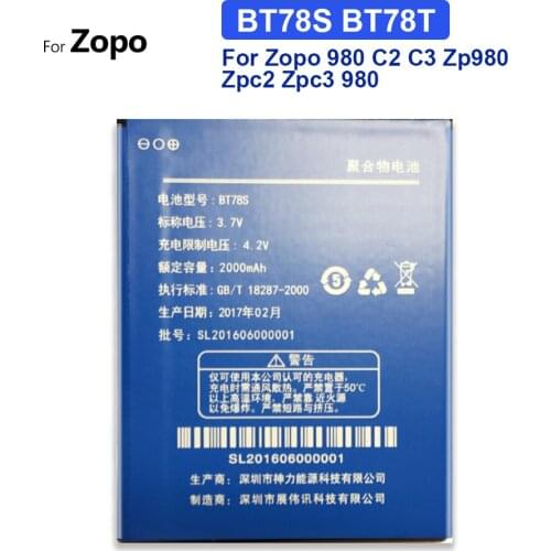 BT78S BT78T Mobile Phone Battery For Zopo 980 C2 C3 Zp980 Zpc2 Zpc3 980 Replacement Battery 2000mAh