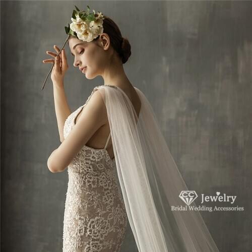 CC Long Wedding Veil Shawl Crystal One Layer Cathedral Bridal Hairwear 100% Handmade Velos de Noiva 3Meters Jewelry Charms V642