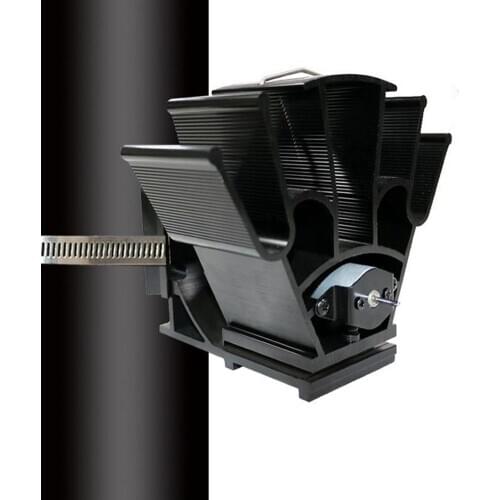 Black Fireplace 5 Blade Heat Powered Stove Fan Log Wood Burner Eco Friendly Quiet Fan Home Efficient Heat Distribution