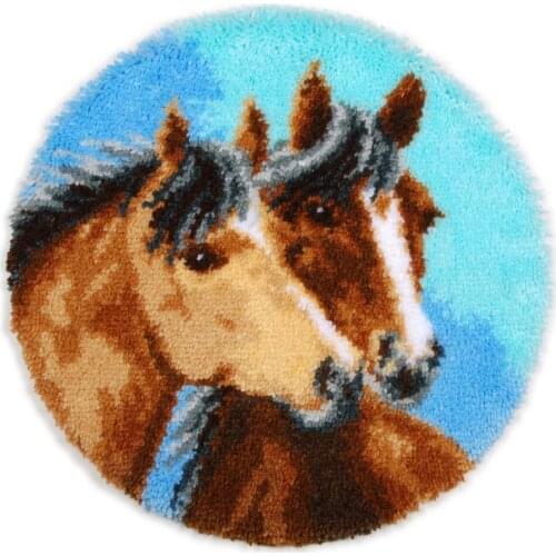 DIY Horse Latch Hook Rug Kits for Adults - Beginners - Kids with Preprinted Canvas Pattern Home Decoration Soft Simple