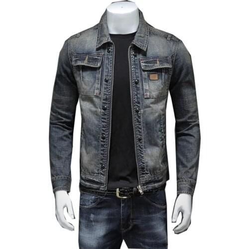Denim jacket youth personality retro denim gown self-cultivation fashion clothes mens casual jacket