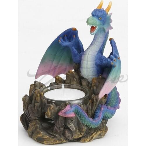 EUROPEAN DRAGON ART SCULPTURE ANIMAL FIGURINE ART DRAGON CANDLEHOLDER STATUE CREATIVE RESIN CRAFTS HOME DECORATION R5103