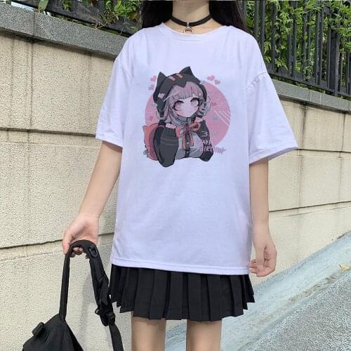 Summer Ovzersied Women T-shirt Cartoon Short-sleeved Tee Kawaii Anime T Shirt Casual Harajuku Tops Shirt Summer Vintage Clothing