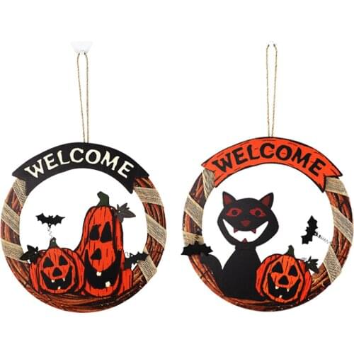 Halloween Door Hanging Welcome Sign Wooden Hanging Front Door Sign Halloween Pumpkin Ghost Door Sign For Home Festival Greater