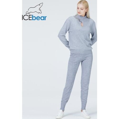 Icebear 2021 women knitted tracksuit sweater&carrot jogging pants pullover sweater set chic outwear clothing NB-2321