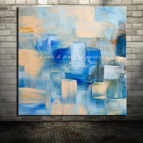 No Frame Hand Painted Color Block Oil Painting On Canvas Modern Abstract Wall Art Pictures For Living Room Hotel Decoration Gift
