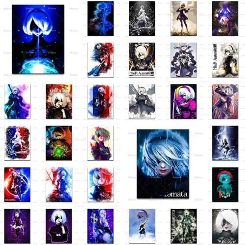 Prints Painting NieR:Automata Wall Artwork Modular Canvas Beautiful Girl Poster Picture Game Character Modern Home Decor Bedroom