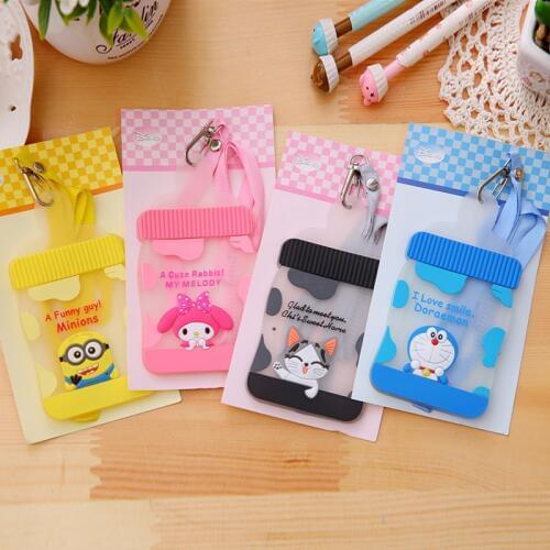 Creative bottle cartoon silicone card sets cute bus lanyard students three - dimensional silicone documents protective cover