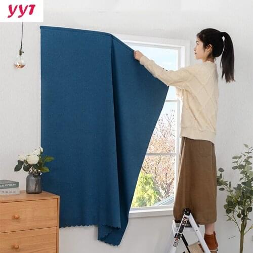 YanYangTian Velcro linen curtains for bedroom living room hall Blackout Tulle curtains opaque curtain with thermal insulation