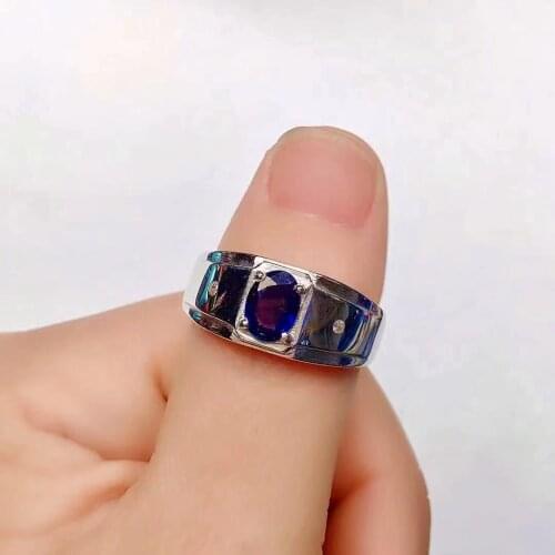 Fashion Man Sapphire Ring 5mm*7mm Natural Blue Sapphire Ring for Man 925 Silver Sapphire Man Jewelry