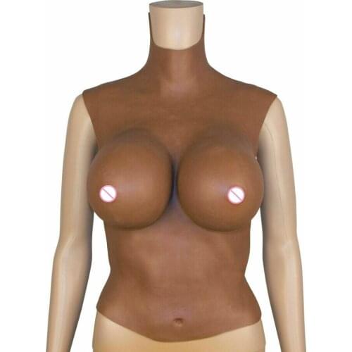 Crossdresser African Skin Big Cup Silicone Prosthetic Milk Exquisite Soft Realistic Fake Breast Plus Size Women Chest Lifter